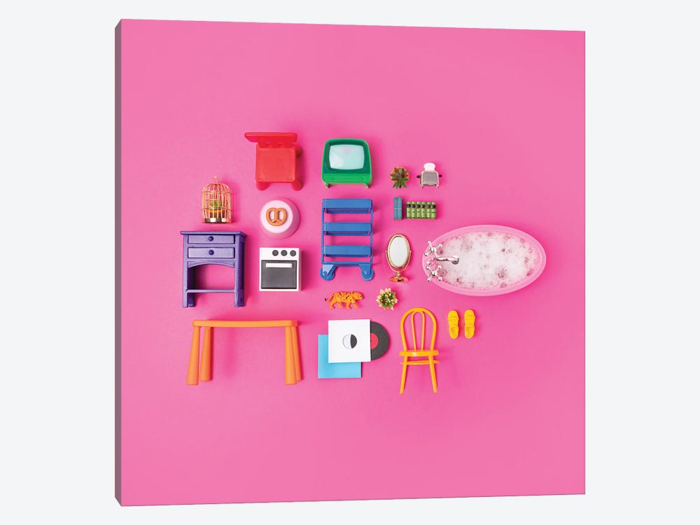 Dollhouse Inventory Pink by Pepino de Mar 1-piece Canvas Art