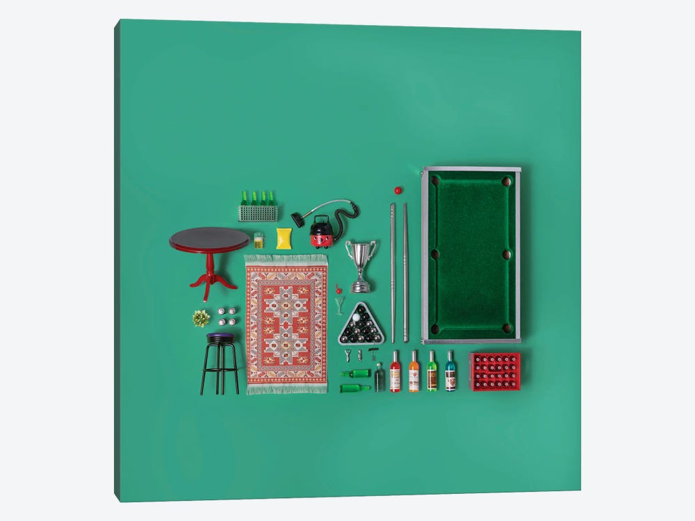 Dollhouse Inventory Dark Green by Pepino de Mar 1-piece Canvas Wall Art