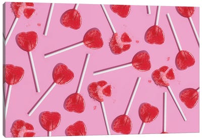 Broken Heart Pattern Canvas Art Print - Preppy Pop Art