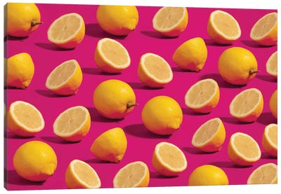 Lemon Pattern Canvas Art Print - Lemon & Lime Art