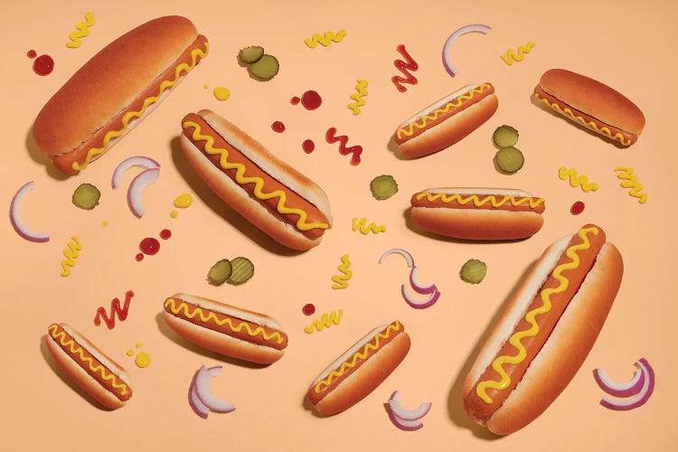 Hot Dogs Pattern by Pepino de Mar wall art