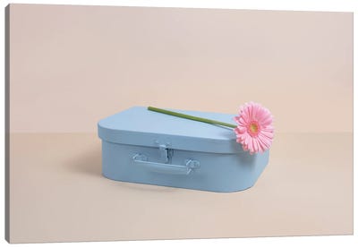 Blue Case With Pink Flower Canvas Art Print - Pepino de Mar