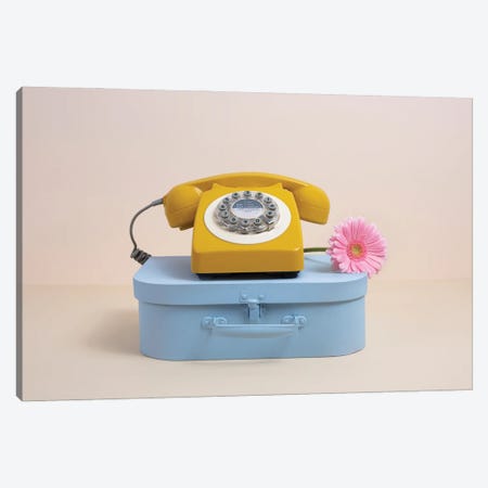 Blue Case And Yellow Phone With Flower Canvas Print #PPM91} by Pepino de Mar Canvas Wall Art