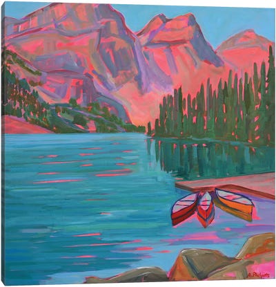 Moraine Lake Canvas Art Print - Pops of Pink