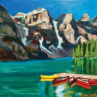 Mountain Canoes by Alison Philpotts canvas print