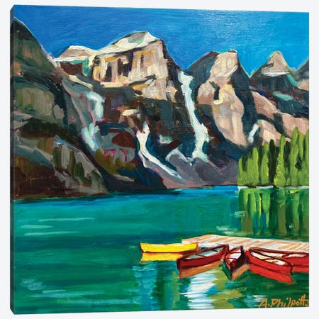 Mountain Canoes Canvas Print #PPO36} by Alison Philpotts Art Print