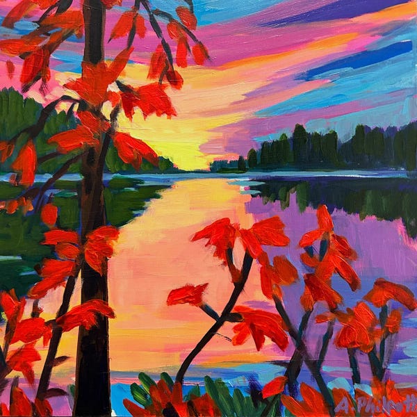 Lake Sunrises & Sunsets: Fall Maples by Alison Philpotts