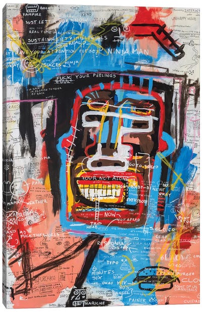 Ninja Face Canvas Art Print - Abstract Expressionism Art