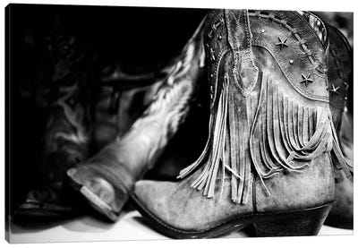 Made For Walkin' Black And White Canvas Art Print - Boots