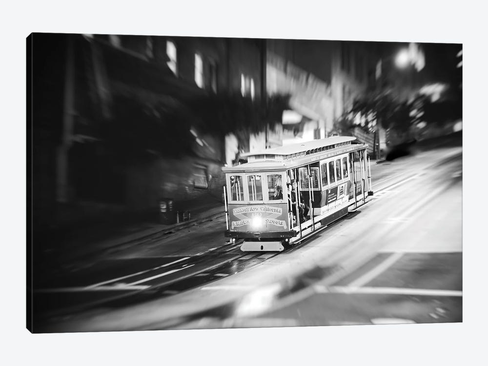Night Car Black And White by Apryl Roland 1-piece Canvas Wall Art