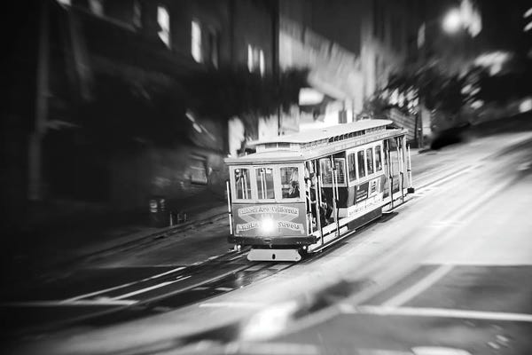 San Francisco: Night Car Black And White by Apryl Roland