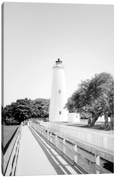 Ocracoke Lighthouse Black And White Canvas Art Print - Apryl Roland