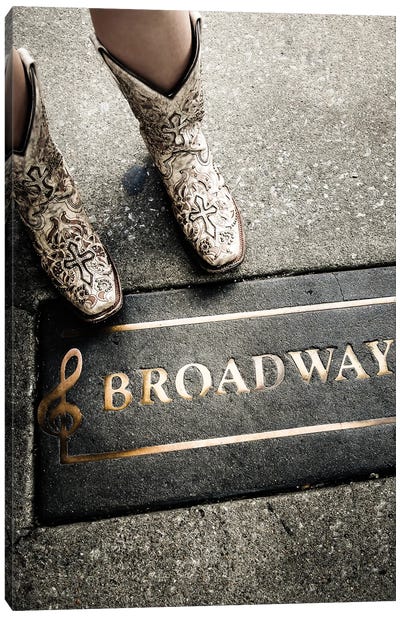 Boots On Broadway Canvas Art Print - Novelty City Scenes
