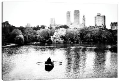 Row With Me Black And White Canvas Art Print - Rowboat Art