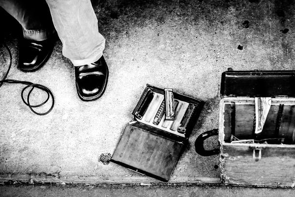 Microphones: Sidewalk Song Black And White by Apryl Roland