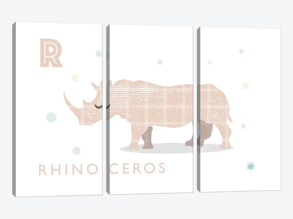 Rhino by PaperPaintPixels 3-piece Canvas Wall Art
