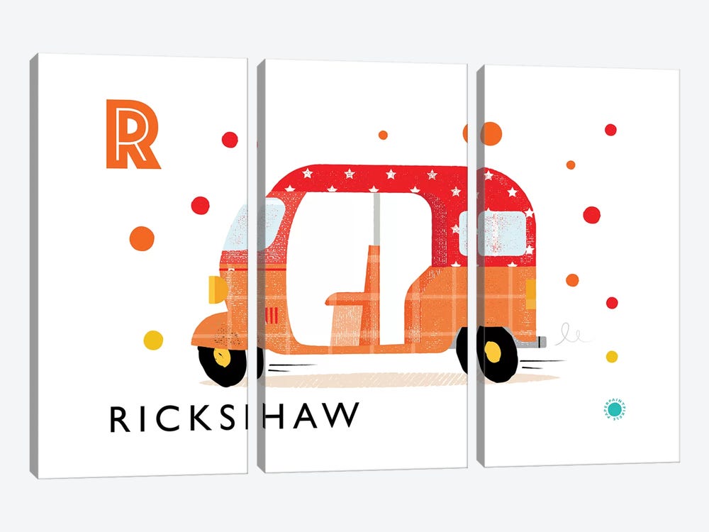 R Is For Rickshaw by PaperPaintPixels 3-piece Canvas Art