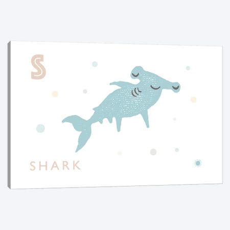 Shark Canvas Print #PPX104} by PaperPaintPixels Canvas Art