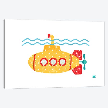 Submarine Canvas Print #PPX105} by PaperPaintPixels Canvas Wall Art