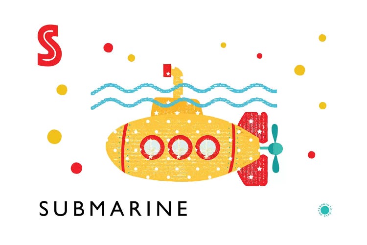 S Is For Submarine by PaperPaintPixels wall art