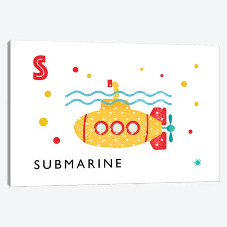 S Is For Submarine Canvas Print #PPX106} by PaperPaintPixels Canvas Art