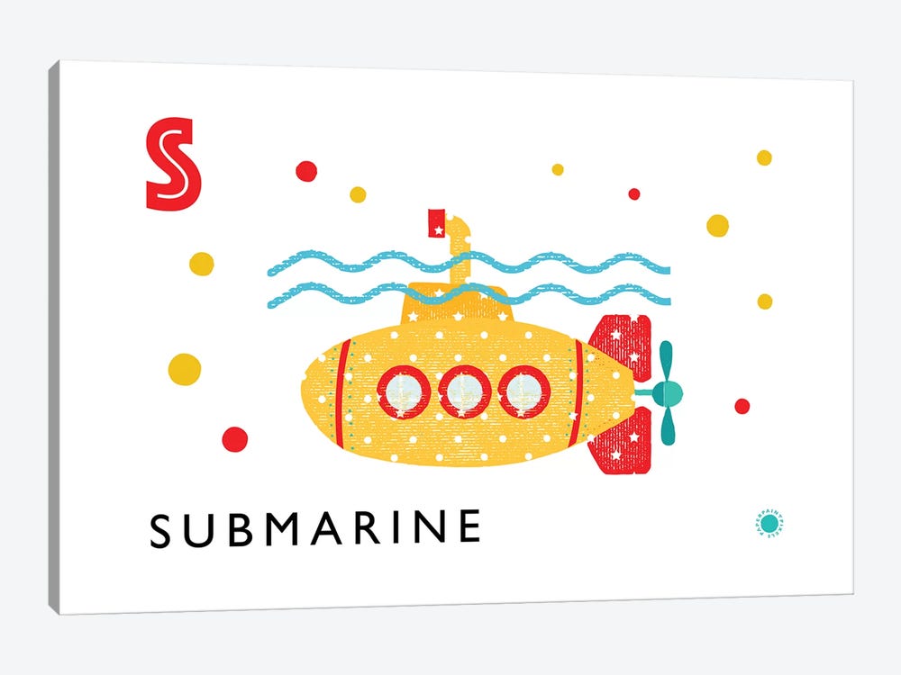 S Is For Submarine by PaperPaintPixels 1-piece Canvas Art