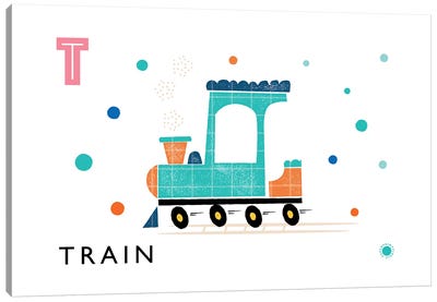 T Is For Train Canvas Art Print - PaperPaintPixels