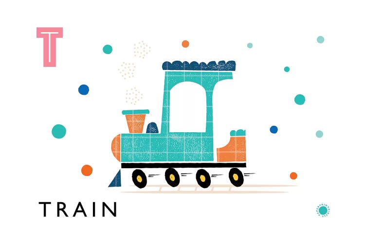 T Is For Train by PaperPaintPixels wall art