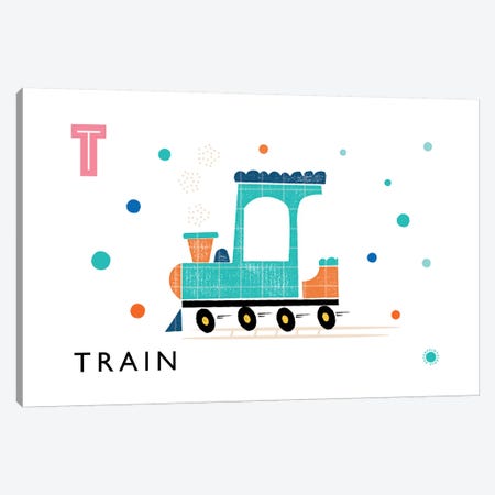 T Is For Train Canvas Print #PPX111} by PaperPaintPixels Canvas Artwork