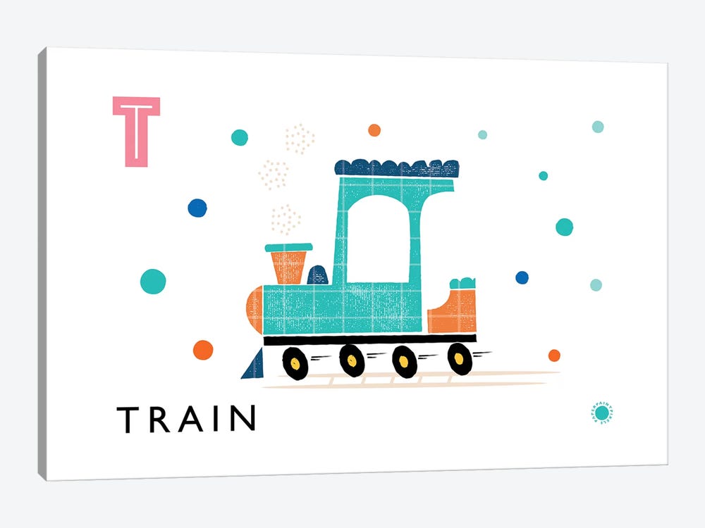 T Is For Train by PaperPaintPixels 1-piece Canvas Wall Art