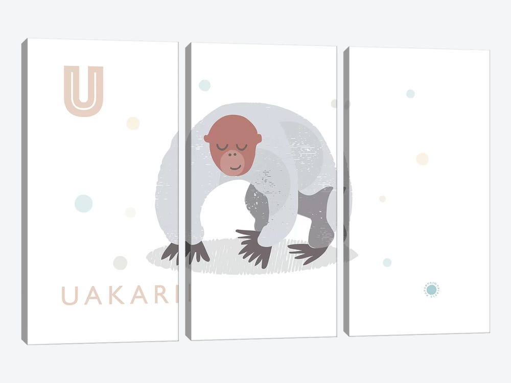 Uakari by PaperPaintPixels 3-piece Canvas Art Print
