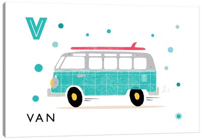 V Is For Van Canvas Art Print - Volkswagen