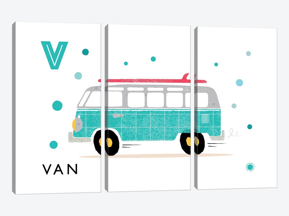 V Is For Van by PaperPaintPixels 3-piece Canvas Art
