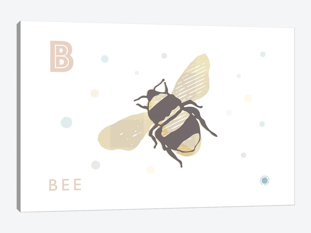 B Is For Bee by PaperPaintPixels 1-piece Canvas Artwork