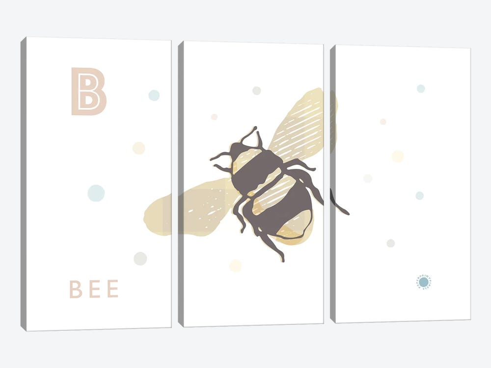 B Is For Bee by PaperPaintPixels 3-piece Canvas Wall Art