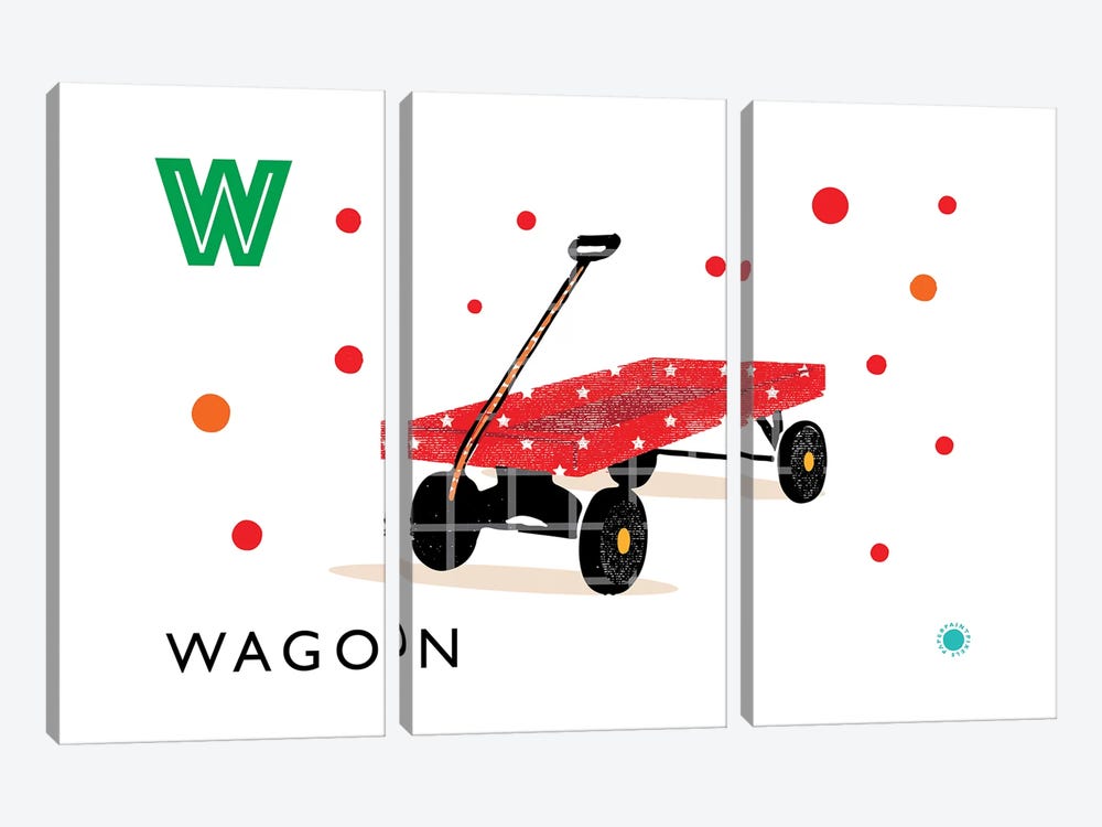 W Is For Wagon by PaperPaintPixels 3-piece Canvas Art
