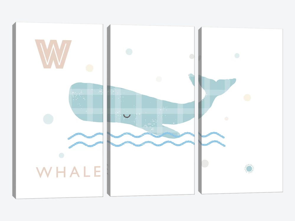Whale by PaperPaintPixels 3-piece Canvas Art Print