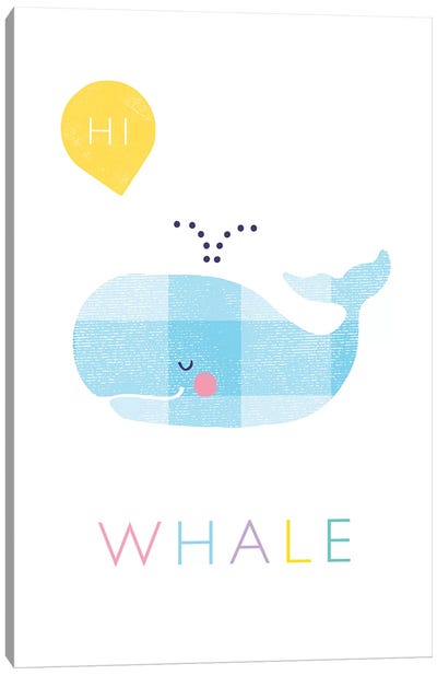 W Is For Whale Canvas Art Print - PaperPaintPixels