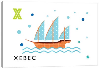 X Is For Xebec Canvas Art Print - PaperPaintPixels