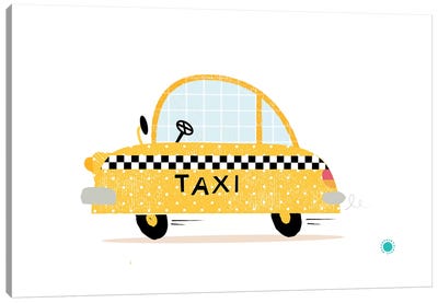 Yellow Taxi Canvas Art Print - PaperPaintPixels