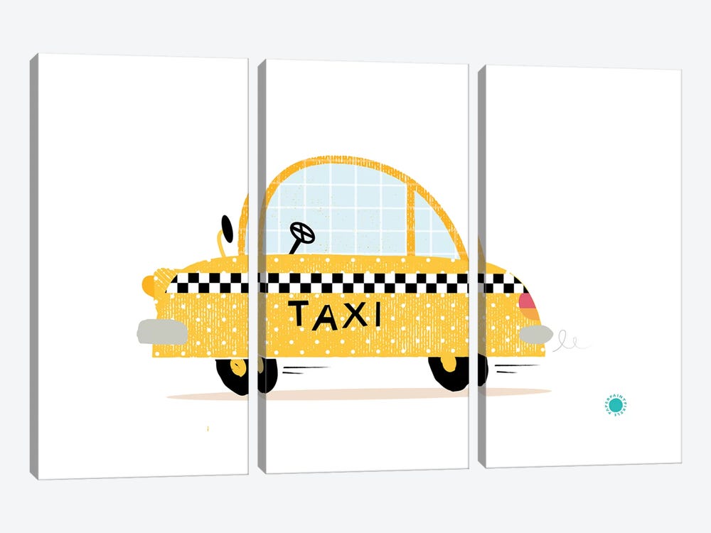 Yellow Taxi by PaperPaintPixels 3-piece Canvas Wall Art