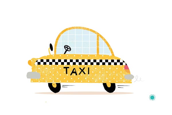 Kids Transportation Art: Yellow Taxi by PaperPaintPixels