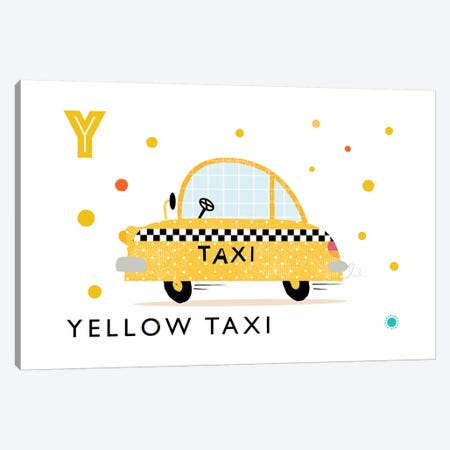 Y Is For Yellow Taxi Canvas Print #PPX132} by PaperPaintPixels Canvas Art