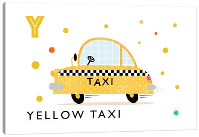 Y Is For Yellow Taxi Canvas Art Print - PaperPaintPixels