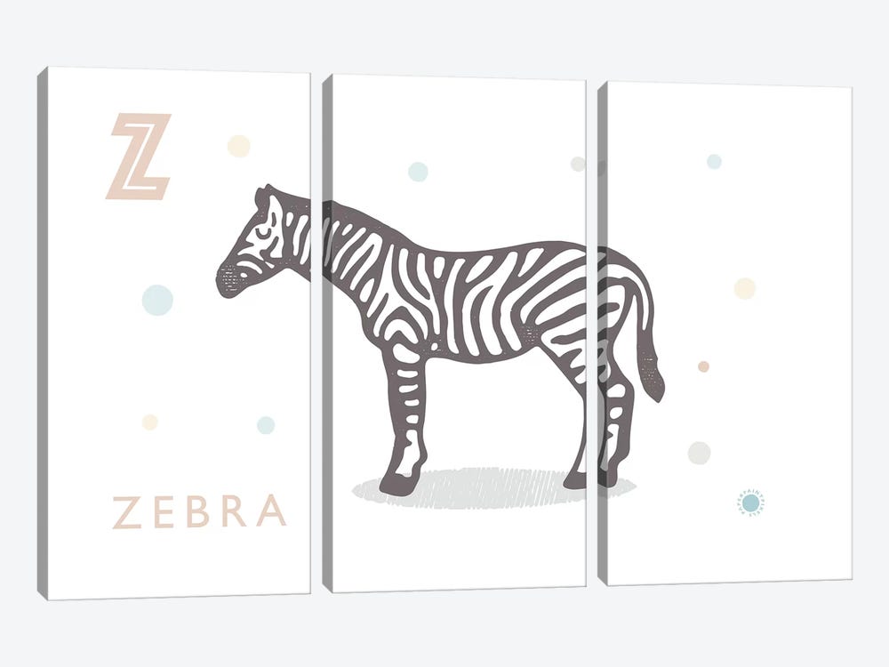 Zebra by PaperPaintPixels 3-piece Canvas Artwork