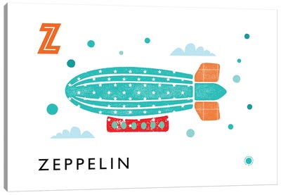 Z Is For Zeppelin Canvas Art Print - Blimp Art