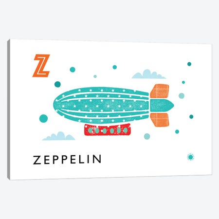 Z Is For Zeppelin Canvas Print #PPX135} by PaperPaintPixels Art Print
