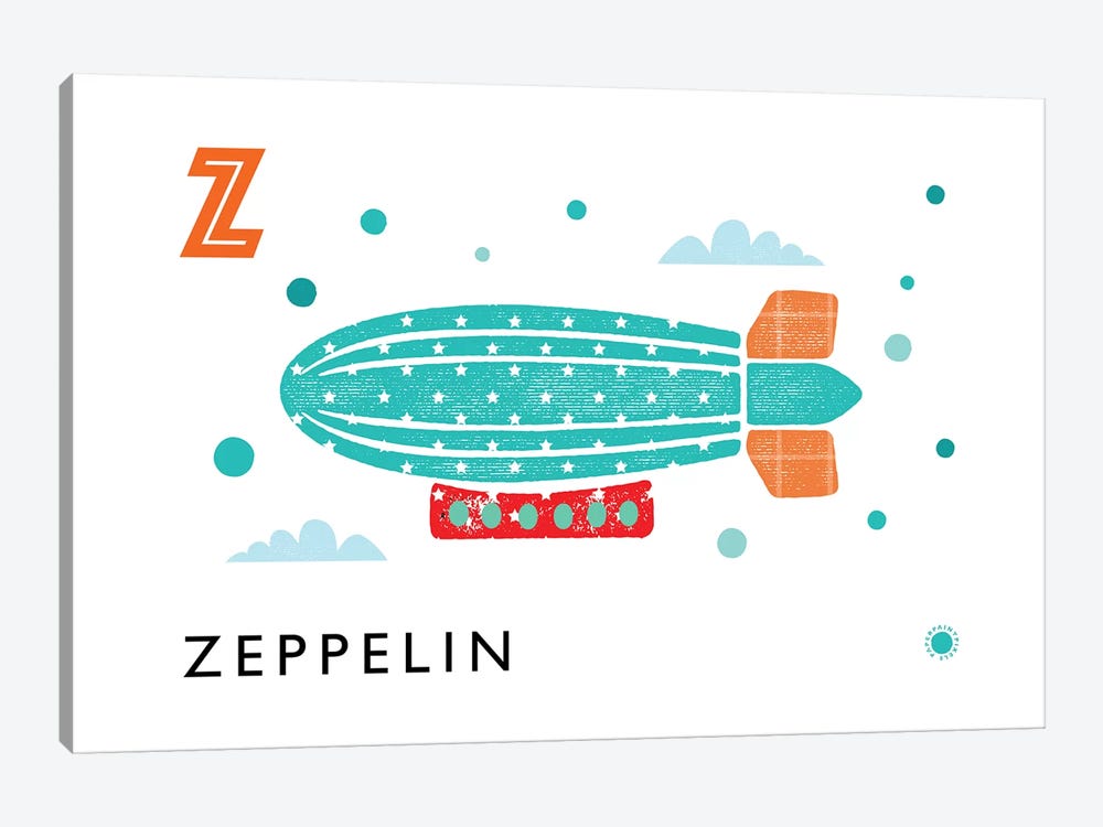 Z Is For Zeppelin by PaperPaintPixels 1-piece Canvas Artwork