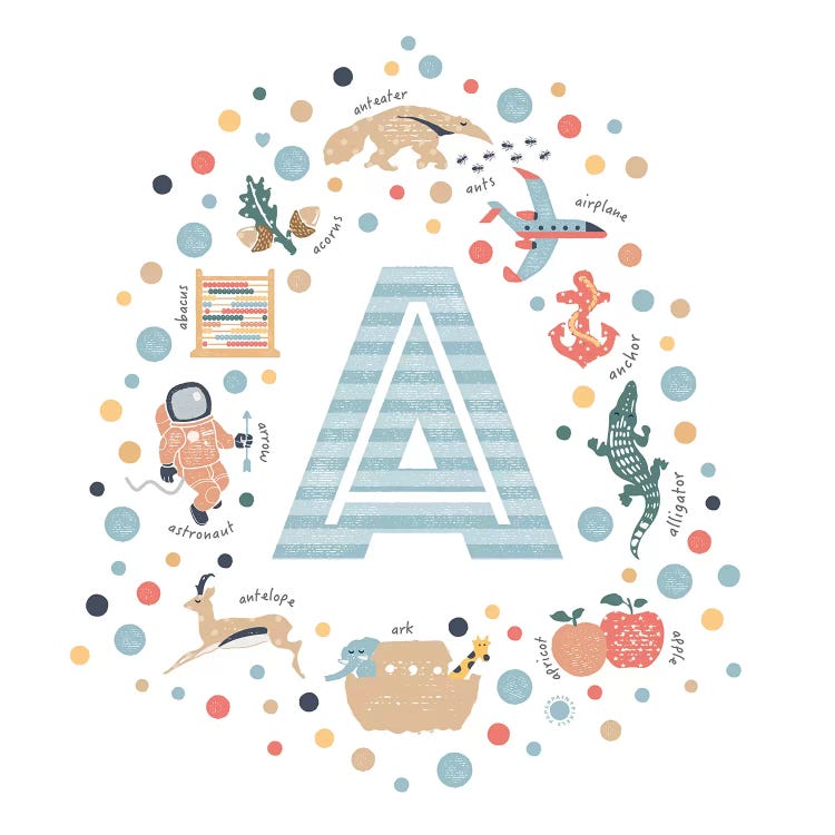 Illustrated Letter A Blue