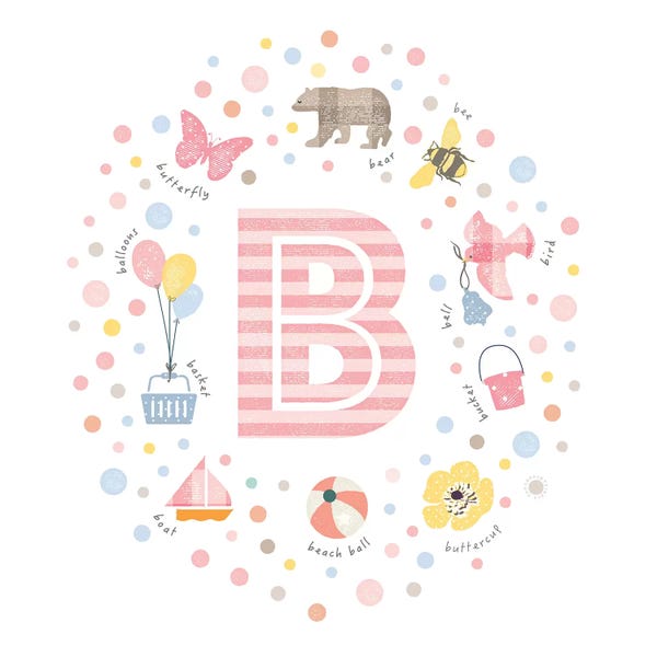 The Letter B: Illustrated Letter B Pink by PaperPaintPixels